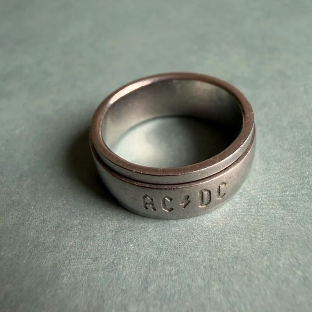 AC/DC Band Logo Spinner Ring – Stainless Steel Rock Band Fidget Ring